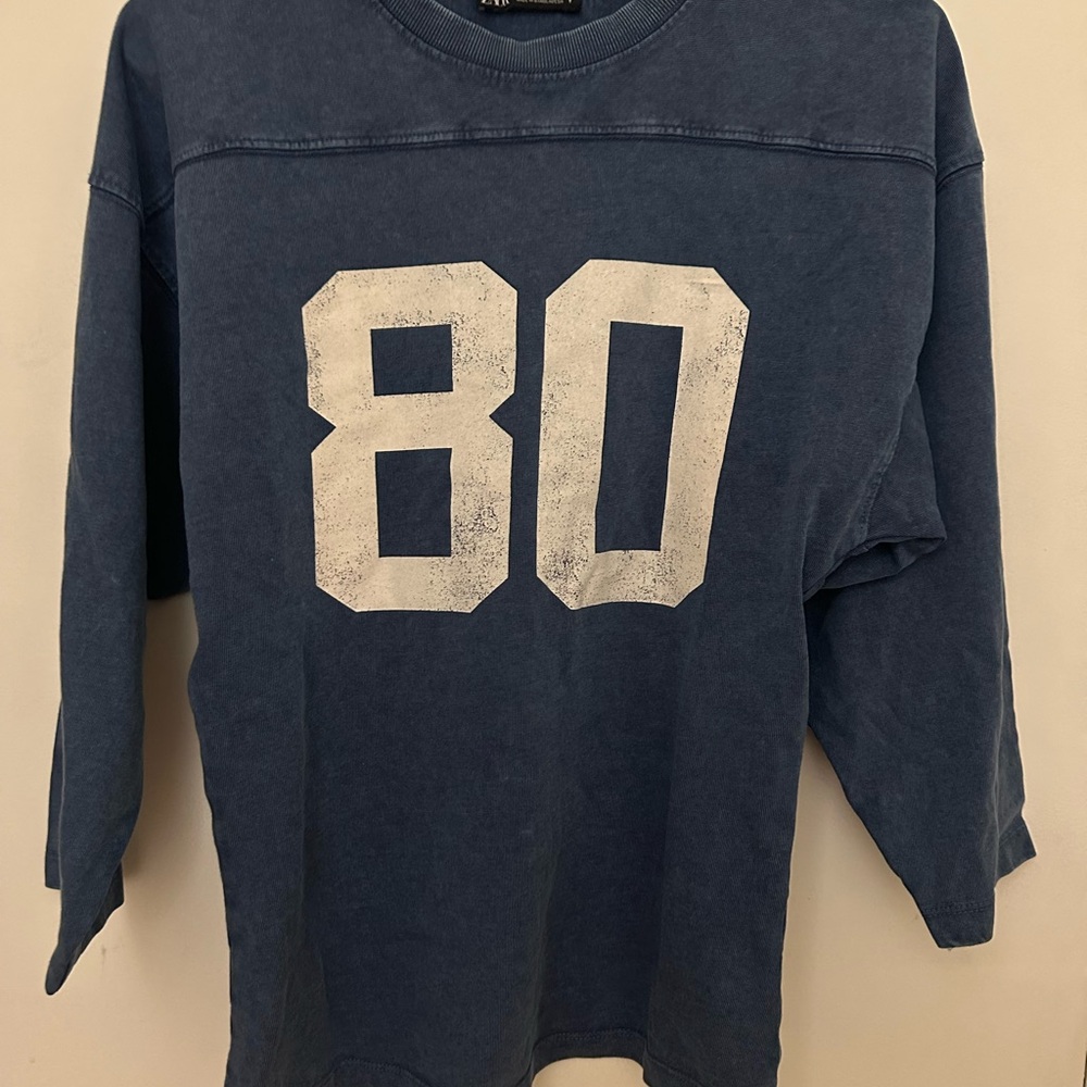 Blue Graphic Sweatshirt with Number 80